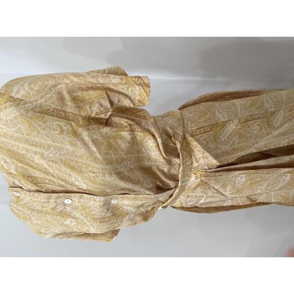 Vintage Yellow Paisley Button Front Dress with Pleated Skirt Set - Picture 8 of 13